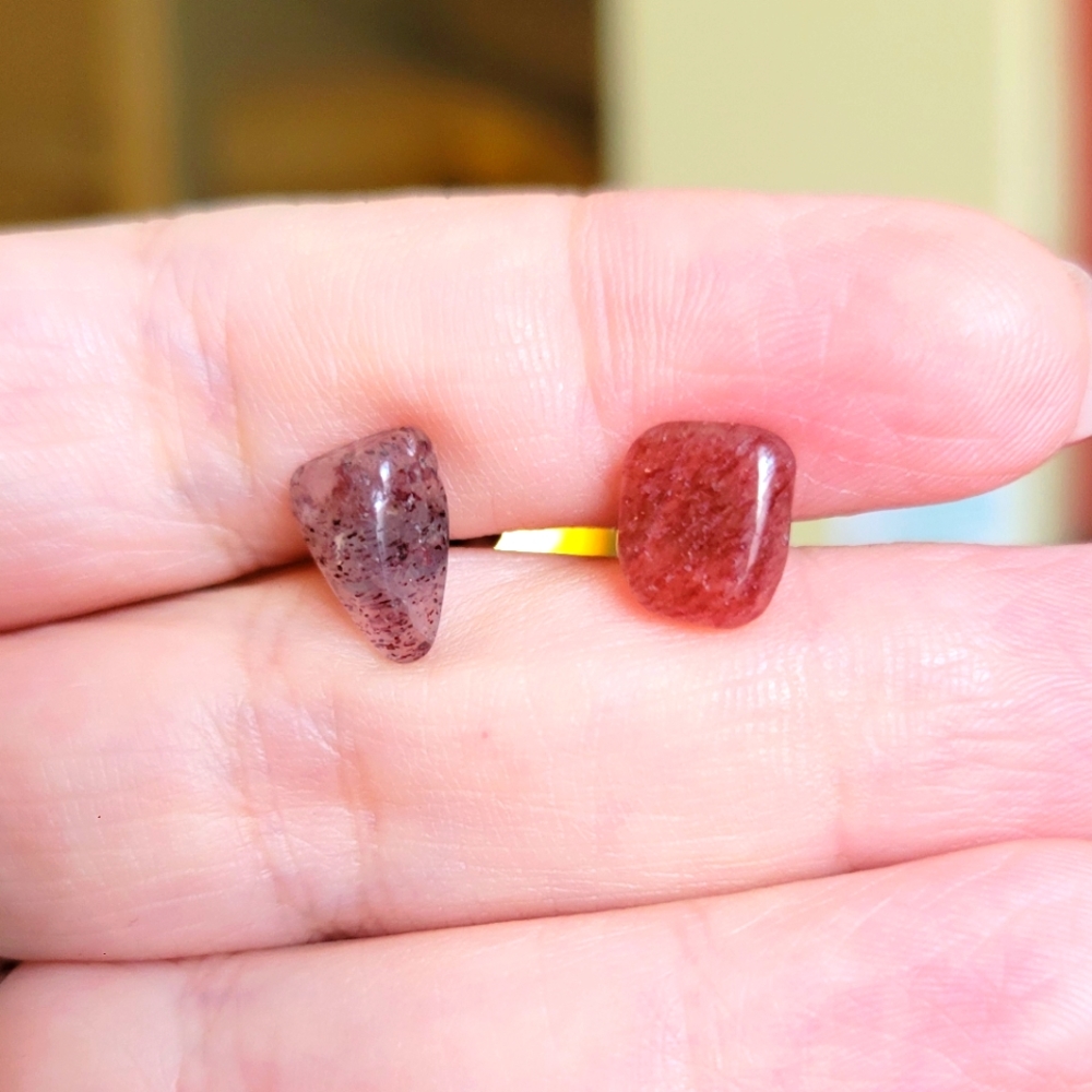 Natural Strawberry Quartz Earrings